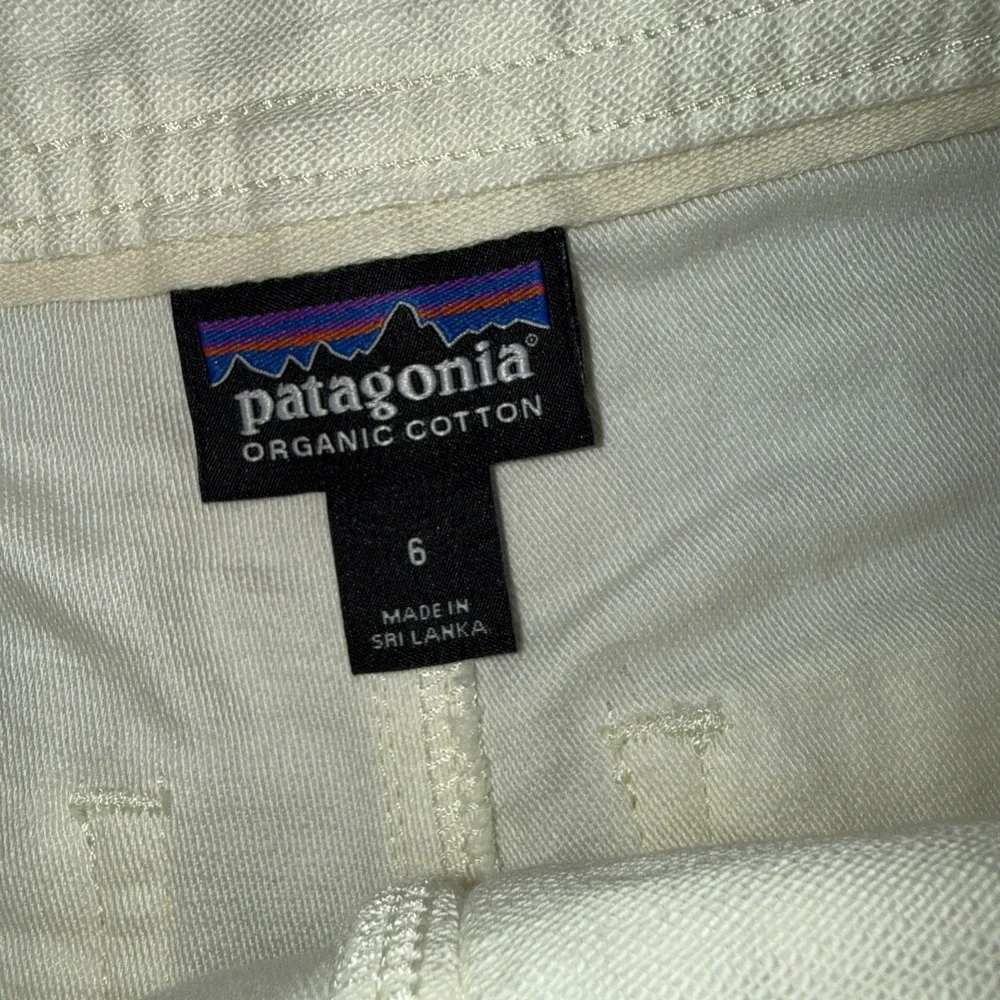 Patagonia Women Sz 6 Off White High Rise Zip Stretch Pockets Texture Shorts 5